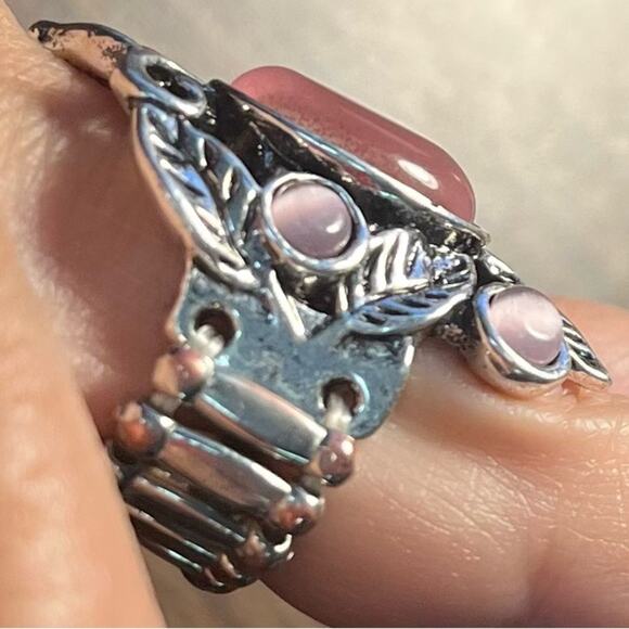 Pink moonstone ring, adjustable to fit most sizes, artisan crafted. - Picture 4 of 4
